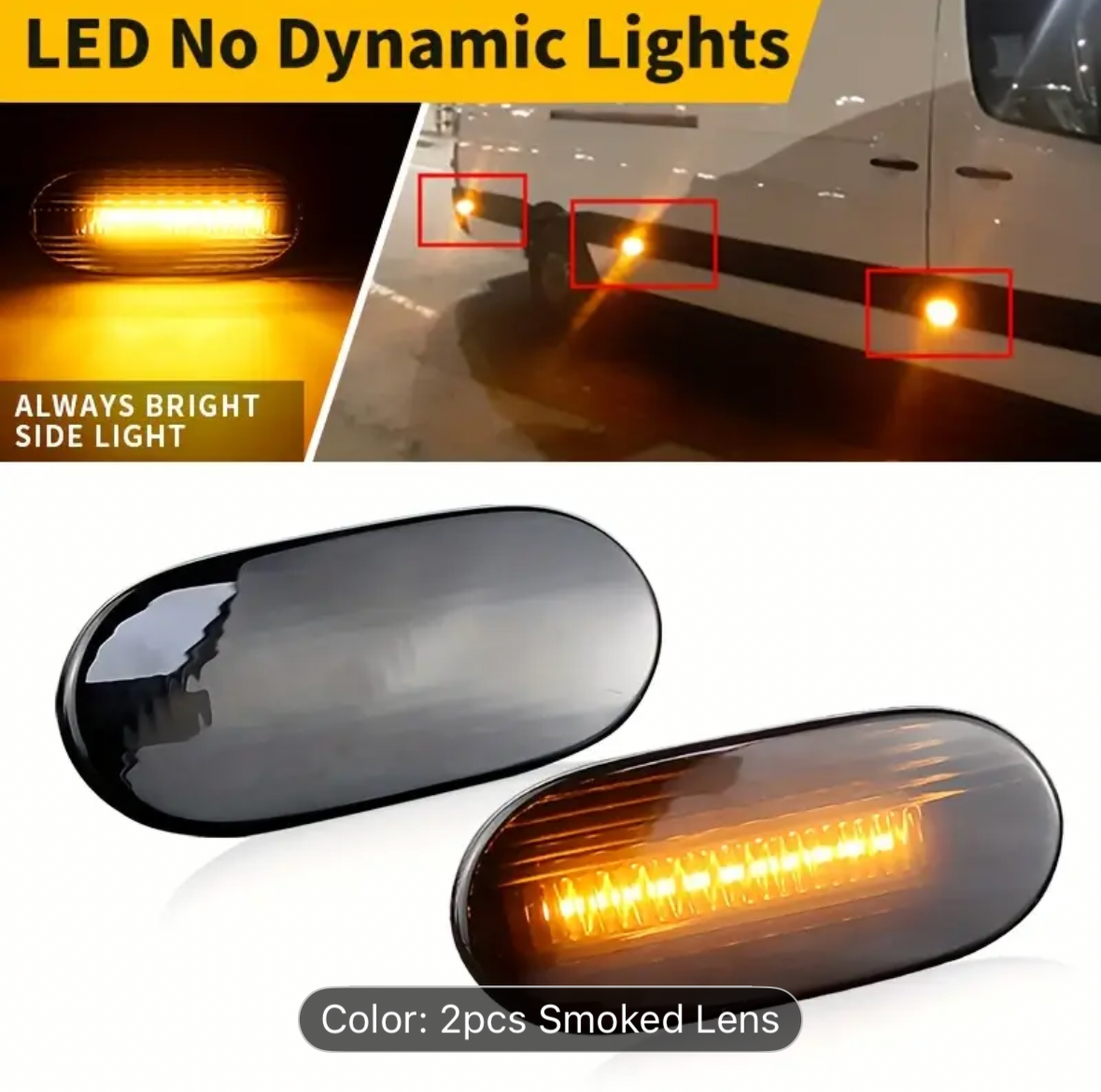 Smoked side fender lights for sprinter. 2 x pack