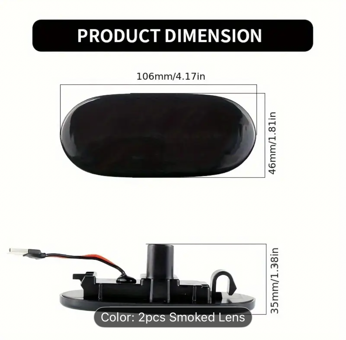 Smoked side fender lights for sprinter. 2 x pack