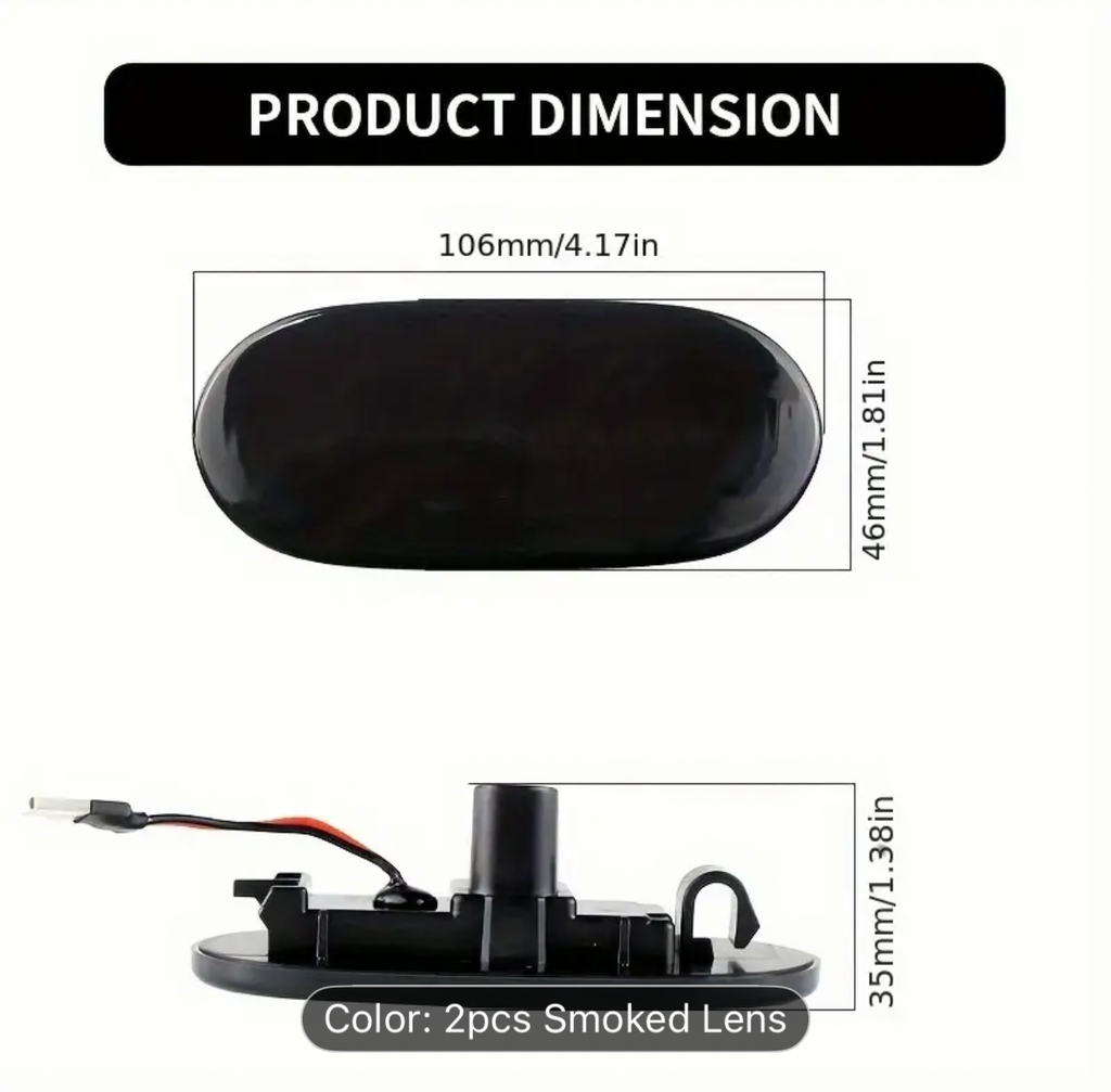 Smoked side fender lights for sprinter. 2 x pack