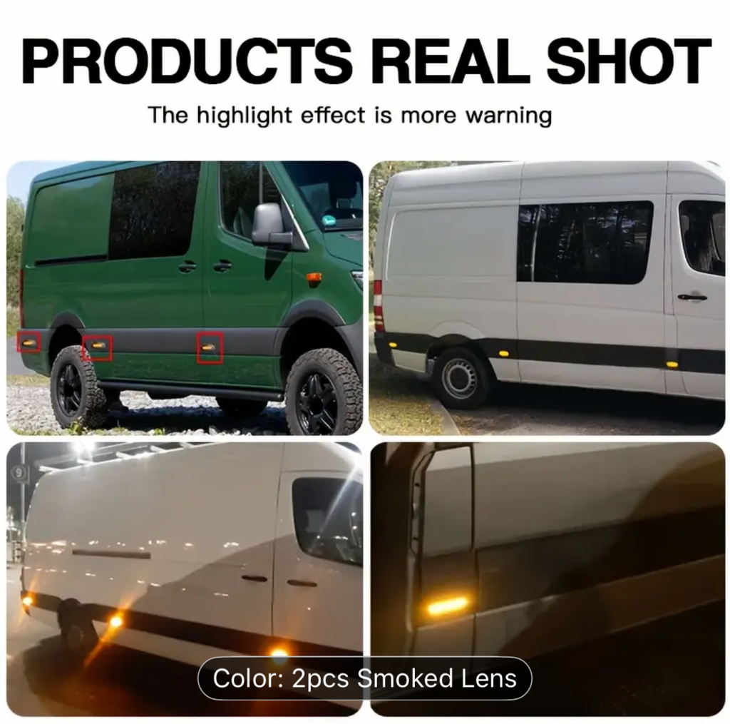 Smoked side fender lights for sprinter. 2 x pack
