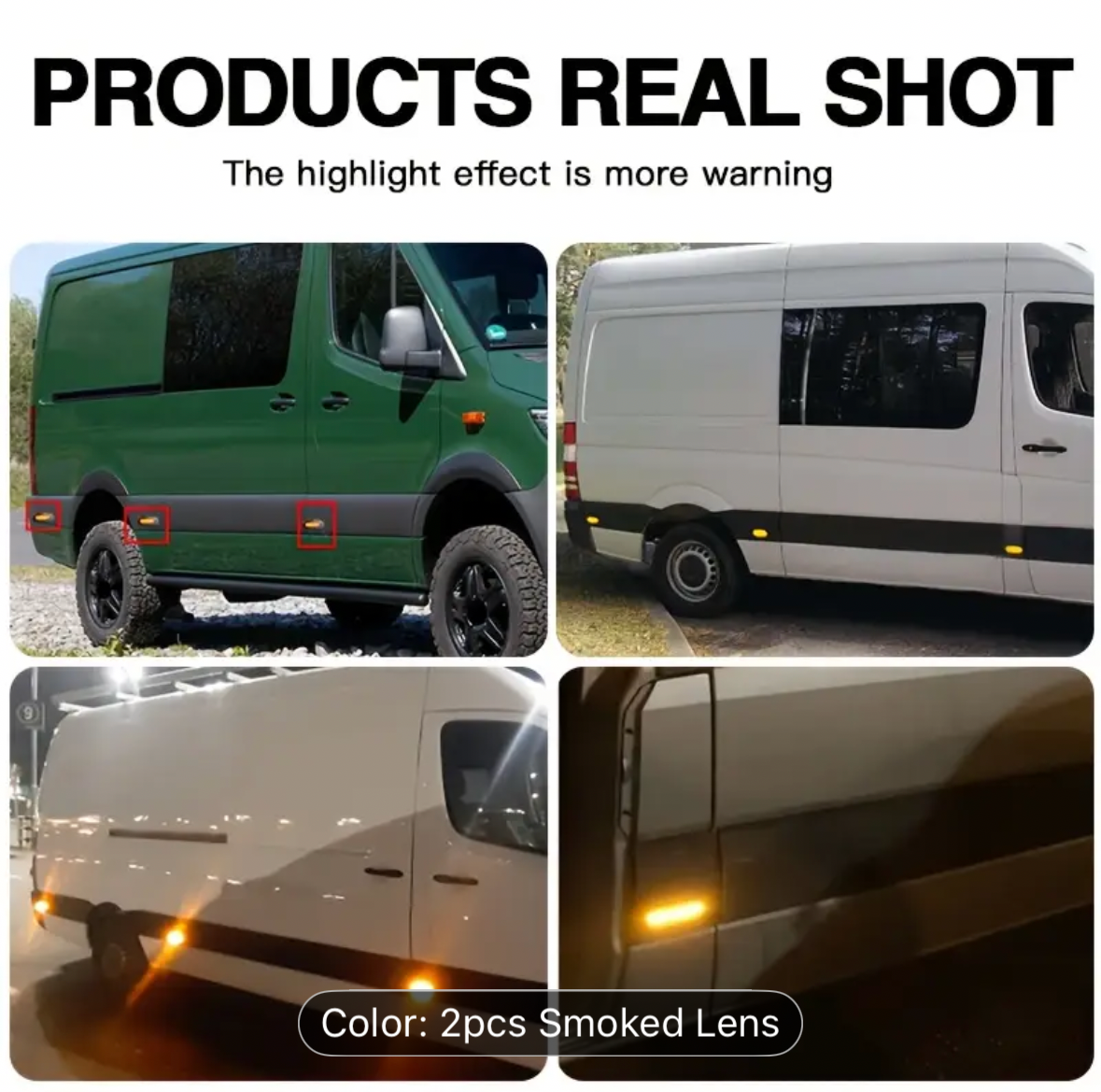 2pcs LED Fender Side Marker Lights - Plug-and-Play Amber Replacement, Ultra-Bright LED, for Mercedes-Benz Sprinter W906 (2006-2018) & VW Crafter 2E/2F (2006-2016)